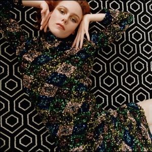 Zara Multicolor harlequin Sequin Maxi Dress